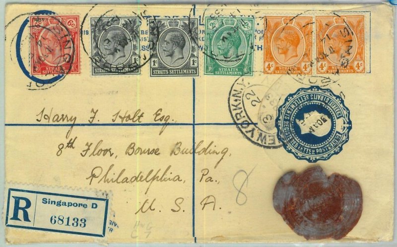 BK0325 - Straits Settlements - Postal History -  STATIONERY COVER from SINGAPORE