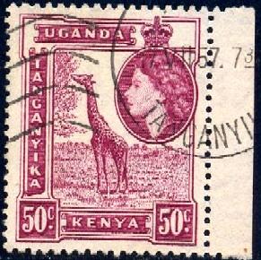 Giraffe, Kenya, Uganda & Tanzania stamp SC#110 used
