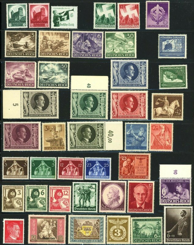 Germany Deutsches Reich Postage Stamp Collection WWII Mint NH VF OG