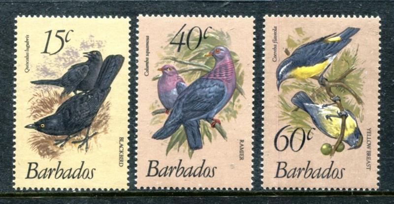 Barbados 570-572 MNH Birds 1982: Carib Grackle Scaly-naped Pigeon Banan, x16405