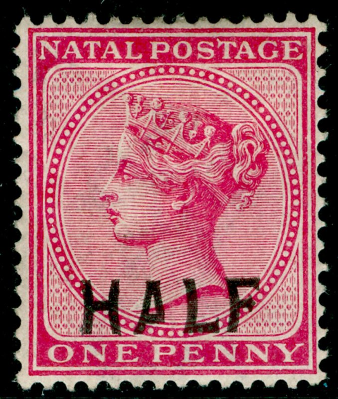 SOUTH AFRICA - Natal SG125b, HALF on 1d rose, M MINT. Cat £40. SHORT 'A'