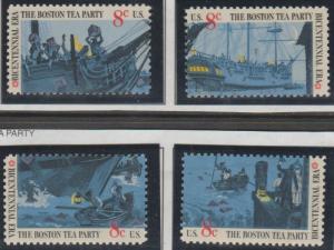 #1480-83, Set-4 Singles. Boston Tea Party MNH, '.08 cent'