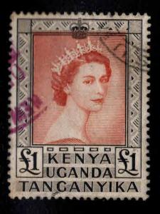 Kenya Uganda and Tanganyika KUT Scott 117 Used 1 £ key stamp CV$19