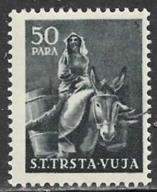 YUGOSLAVIA TRIESTE ZONE B 1950 50p PEASANT ON ASS Issue Sc 23 MNH
