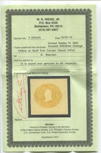 U67a Washington Unused Full Corner Cut Square with Weiss Cert BZ1743