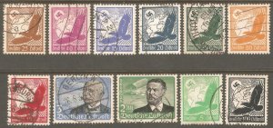 GERMANY REICH Sc# C46 - C56 USED FVF Set of 11 Aviation  Zeppelin Airmail