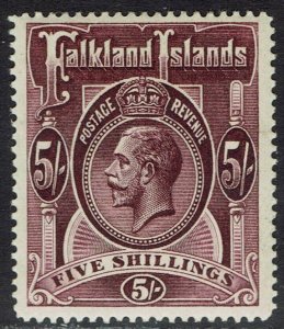 FALKLAND ISLANDS 1912 KGV 5/- MAROON