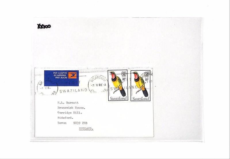 XX100 1980 SWAZILAND Nhlangano GB Devon Airmail Cover 