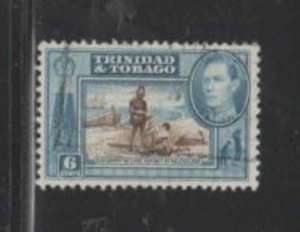 TRINIDAD & TOBAGO #55 1938 6c KING GEORGE VI & DISCOVERY OF LAKE F-VF USED