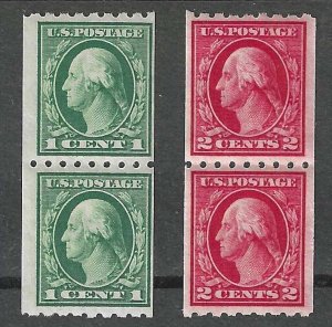 U.S., 1912, Scott #410-411  Perf 8 1/2 Horiz. Pairs, Mint, Never Hinged