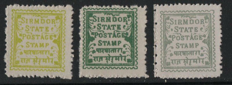 Thematic stamps SIRMOOR STATE 1892 REPRINTS of sg.3, 3b, & 4  mint