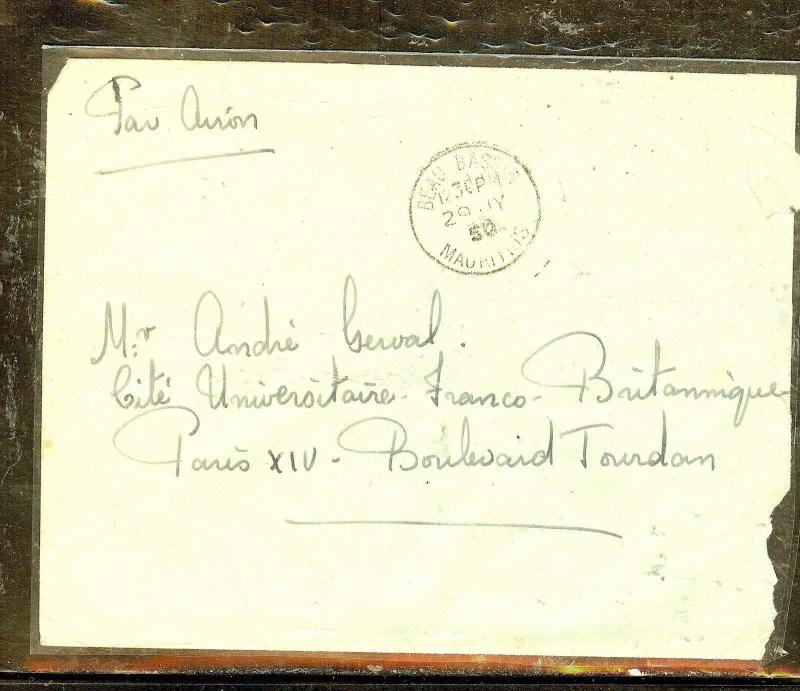 MAURITIUS  (P2909B) 1950 KGVI 20C BL OF 4 BEAU BASSIN TO FRANCE