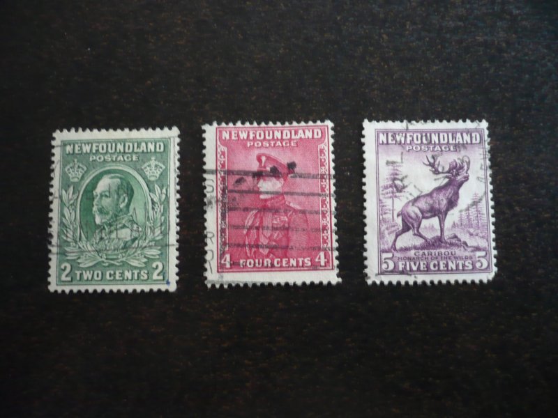 Stamps - Newfoundland - Scott# 186,189,191 - Used Part Set of 3 Stamps