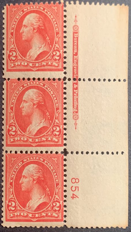 279b Plate number strip of 3.  MNH. OG. Very nice!