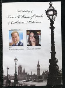 SOLOMON ISLANDS WEDDING OF PRINCE WILLIAM & KATE MIDDLETON IMPERF S/S I MINT NH