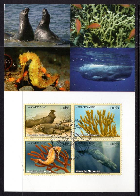 UN Vienna 420a Marine Life Maxi Card UN Postal Admin U/A FDC 