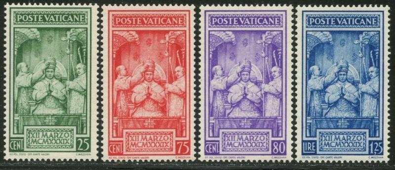 VATICAN Sc#68-71 1939 Pius XII Coronation Complete Set OG Mint NH