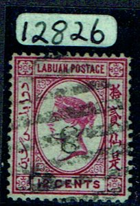 LABUAN 1880 8c on 12c carmine Wmk CC - 42209