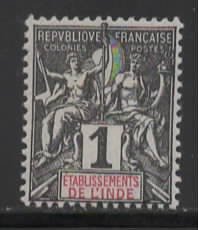 French India Sc # 1 mint hinged (RRS)