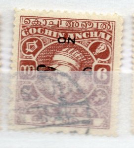India Cochin 1944 Early Issue used Shade of 6p. Optd NW-16164