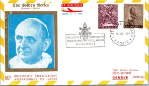 Vatican FDC 1969 - 50th Anniversary Int'l Labor Org -  Golden Series - F30895