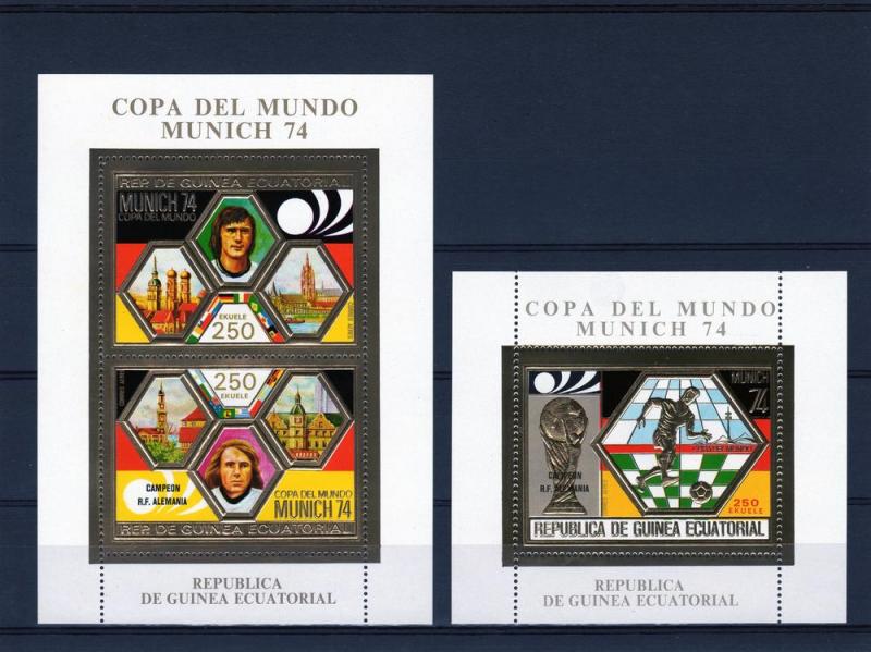 Equatorial Guinea 1974 Germany Winner 2 SS Gold Perf.MNH