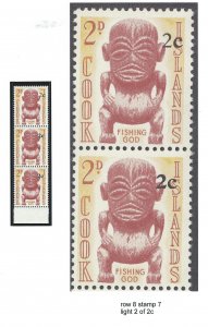 Cook Islands variety strip of three light 2 of 2c mnh  s.c.# 180