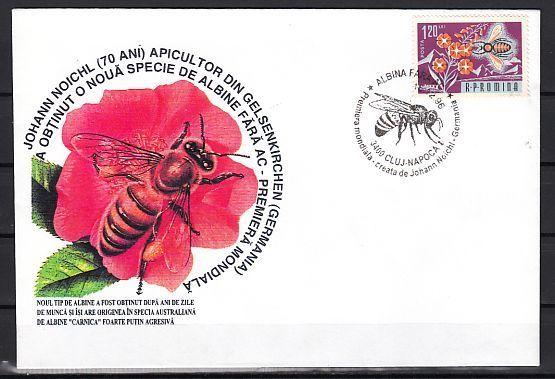 Romania, DEC/96 issue. Honey Bee, 18/DEC/96 Cancel on a Cachet Cover.