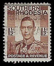 Southern Rhodesia #44 Used VLH; 1 1/2p George VI (1937) (3)