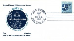 TOPICAL STAMP EXHIBITION AND BOURSE AT TOPEX '59 EVENT CACHET COVER NEW YORK NY