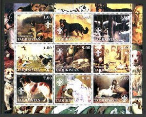 Tadjikistan, 2002 Russian Local. Horizontal Dogs sheet of 9. ^