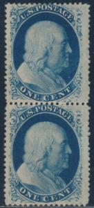 #24 VF UNUSED PAIR TYPE 5a DARK BLUE SHADE -- RARE -- CV $850 BT3499