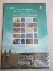 2009 800th Anniv of University of Cambridge Limited Edition Smiler Sheet U/M