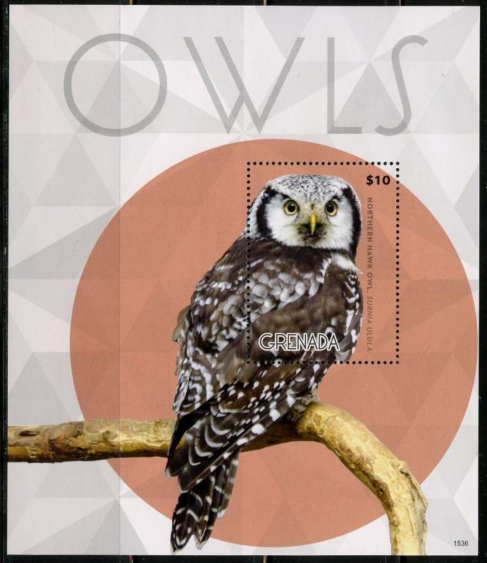 GRENADA  2015 OWLS  SOUVENIR SHEET MINT NH 