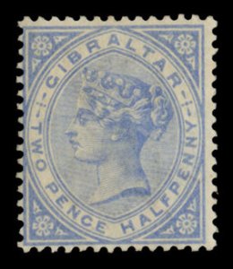 Gibraltar #14var (SG 11w) Cat£400, 1886 2 1/2p blue, watermark inverted, hin...