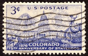 1951, US 3c, Colorado Capitol, Used, Sc 1001