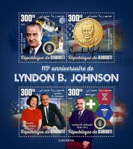 DJIBUTI - 2023 - Lyndon Baines Johnson - Perf 4v Sheet - Mint Never Hinged