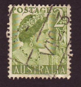 Australia 1951 Sc#231, SG#237 2d Green Queen, Queens, Royalty USED