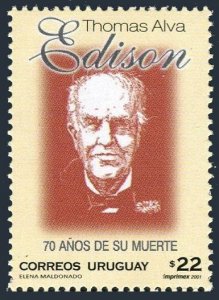 Uruguay 1909, MNH. Thomas Alva Edison, scientist, 2001. 
