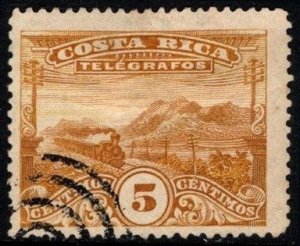 1907 Costa Rica Telegraphs Revenue 5 Centimos Train Series Used