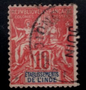 FRENCH INDIA  Scott 6 Used nice cancel and centering
