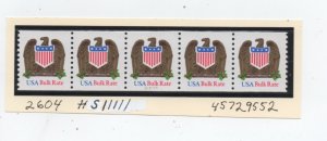 Scott# 2604 plate # S11111  MNH   strips of 5