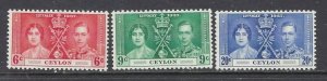 Ceylon 275-77 MNH 1937 KGVI Coronation (ap8719)