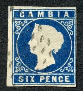 Gambia SG3 6d Deep Blue Four Margins Cat 225 pounds