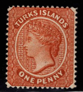 Turks Island Scott 44 MH* the 1883 Orange Brown 1p Victoria