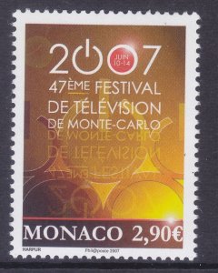 Monaco 2465 MNH 2007 47th Television Festival - Monte-Carlo Issue