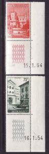 Monaco-Sc#319-20-unused NH set-Scenic Types-1954-