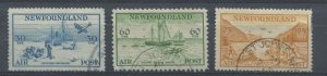 Newfoundland 1933 30, 60, and 75 cents Air Mails used