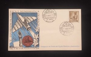C) 1954. SPAIN. FDC. ROCKET. STAMP OF OUR LADY OF MERCY. XF