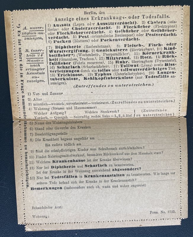 Mint Germany Berlin Police President Pre Addressed Letter Card